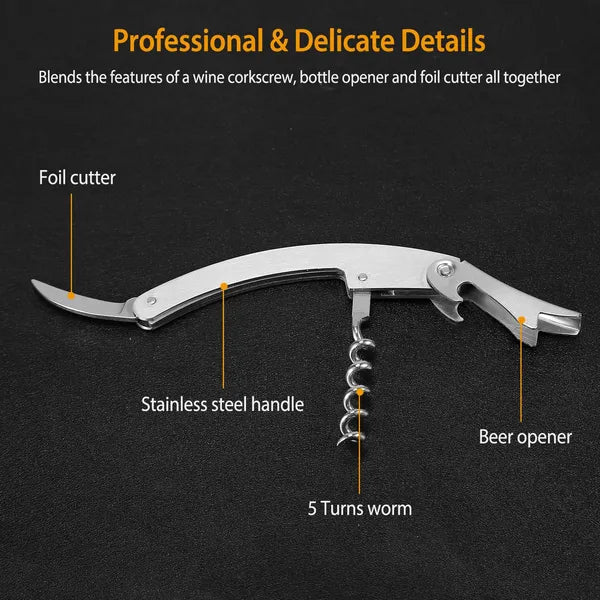 [vendor] 3Pcs Corkscrew Bottle Opener Set Tool Foil Cutter Drip