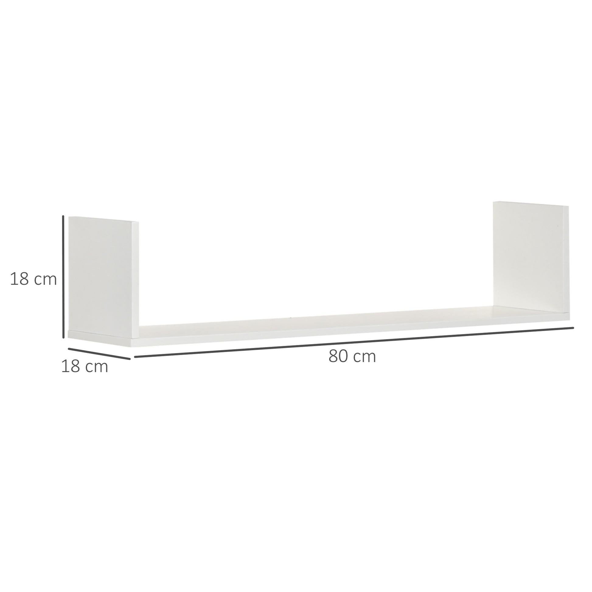 [vendor] Set Of 3 Wooden U-Shaped Floating Shelves Set, 80cm Wall