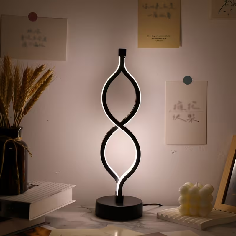 [vendor] 2Pcs Modern Wave-Shaped USB Desk Lamp With 3-Color