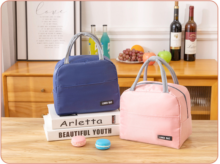 [vendor] Solid Color Thickened Insulated Lunch Tote Bag, Portable