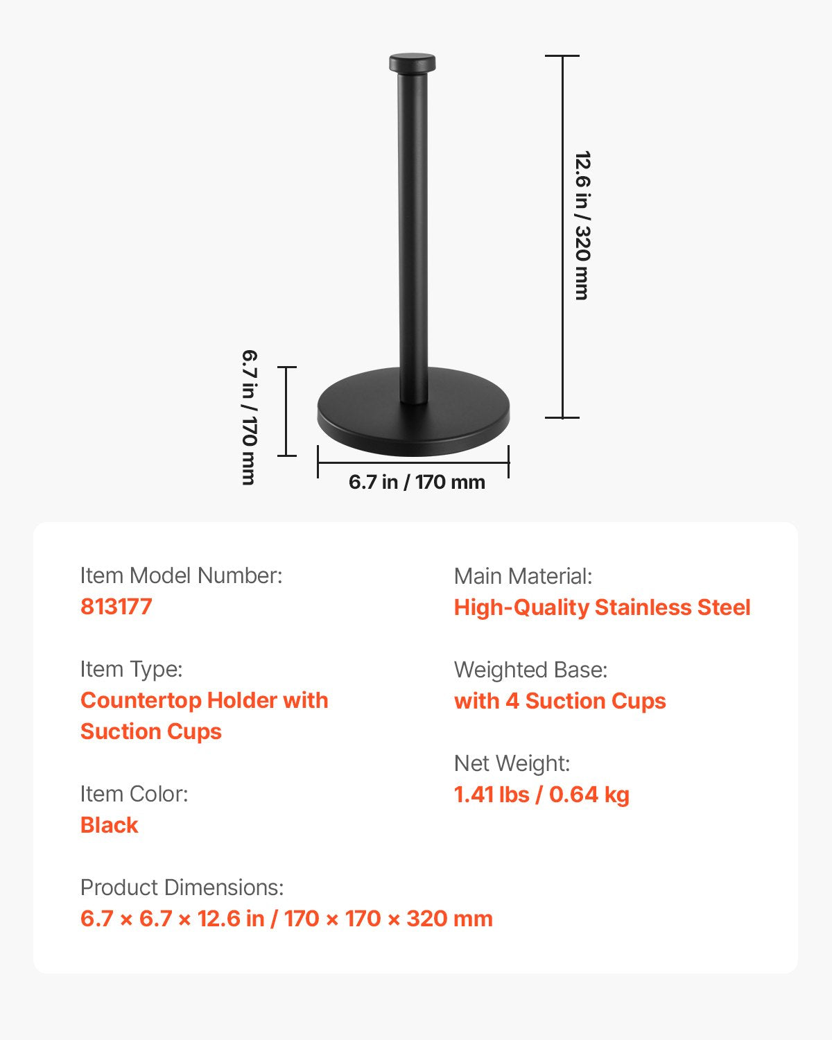 [vendor] Paper Towel Holder Countertop Stainless Steel Paper