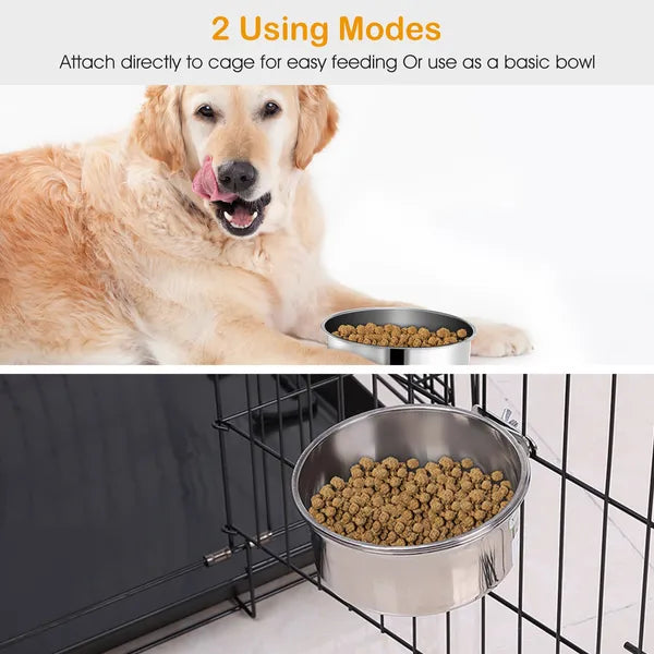 [vendor] Stainless Steel Dog Bowl Pets Hanging Food Bowl Detachable Pet