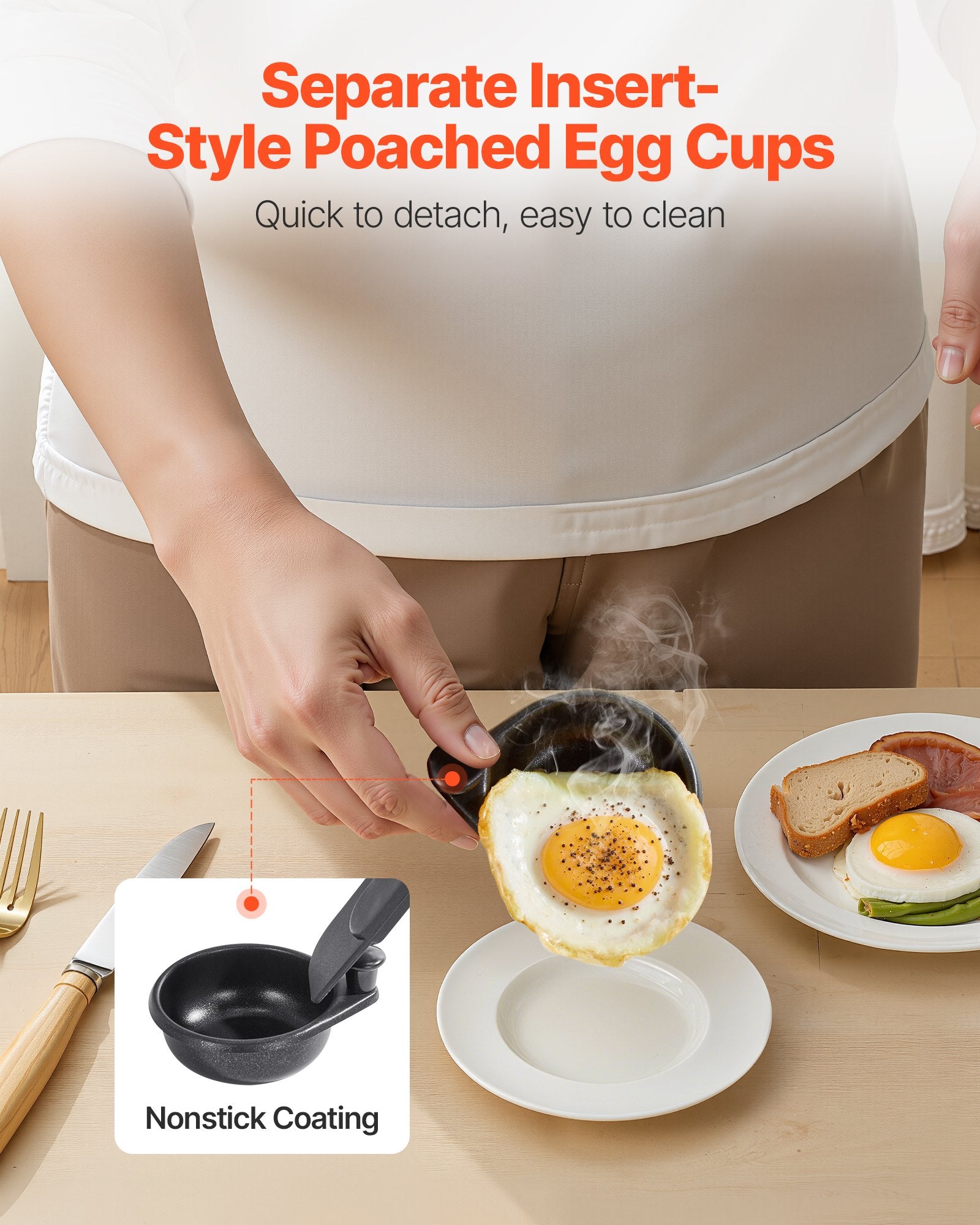 [vendor] Egg Poacher Pan, 4-Cup Poached Egg Maker, Stainless