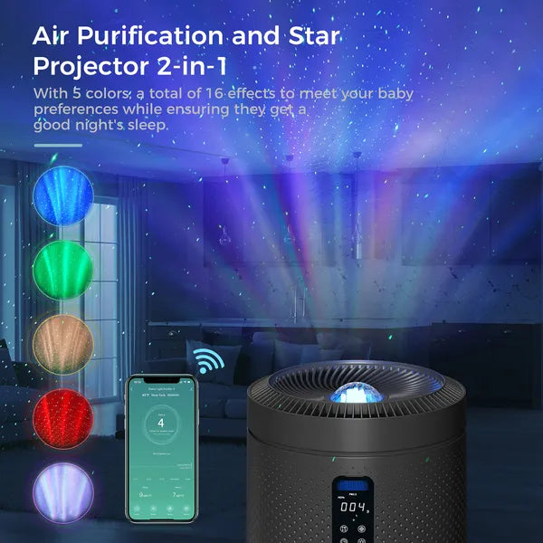[vendor] Black Large Room Air Purifier, Smart WiFi, Air Quality