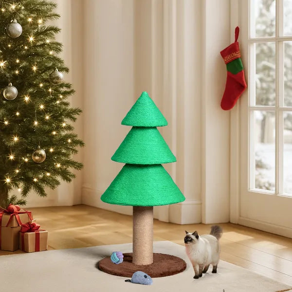 [vendor] 31.5in Christmas Tree Cat Scratcher, Cat Scratching Post For