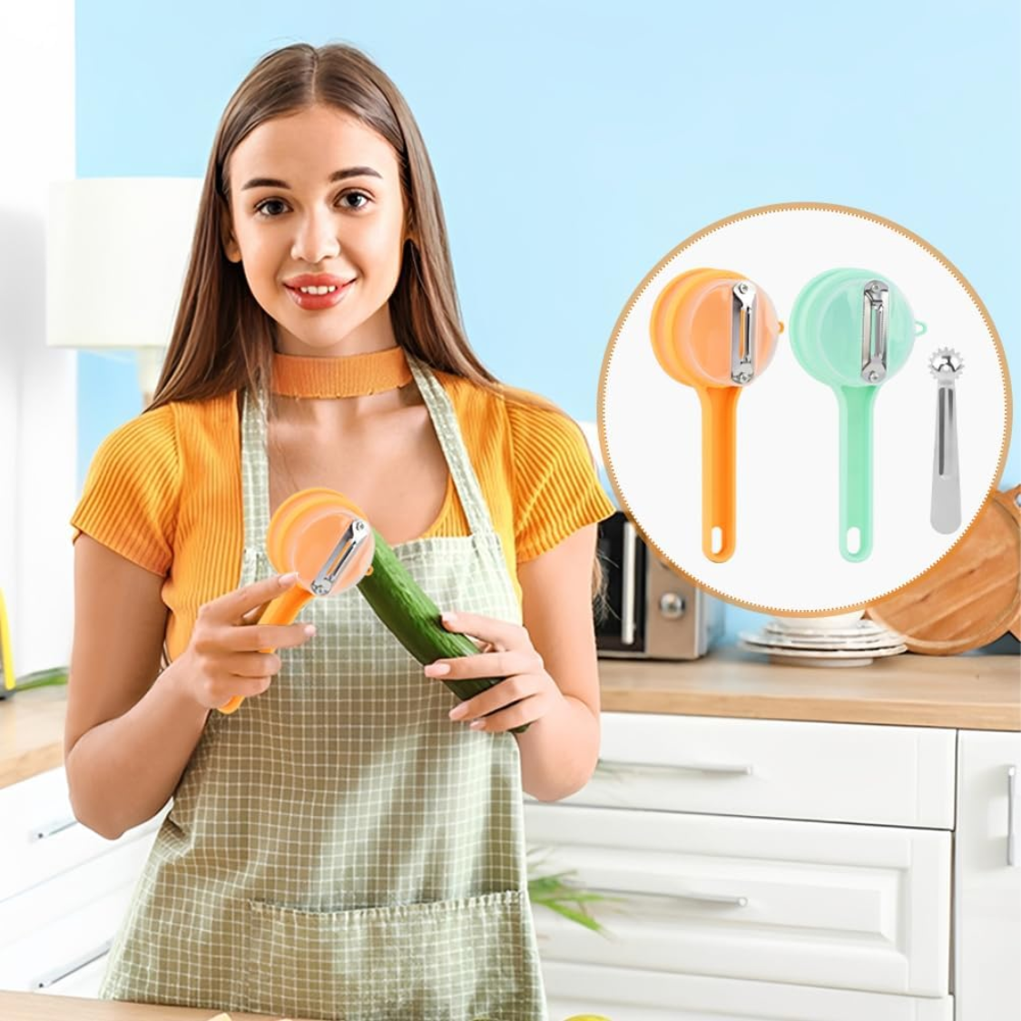 [vendor] Fruit & Vegetable Peeler With Storage Box, Double-Sided