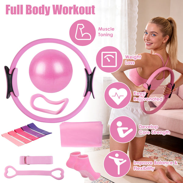 [vendor] 14Pcs All-in-One Pilates Kit, Pilates Ring Yoga Ball