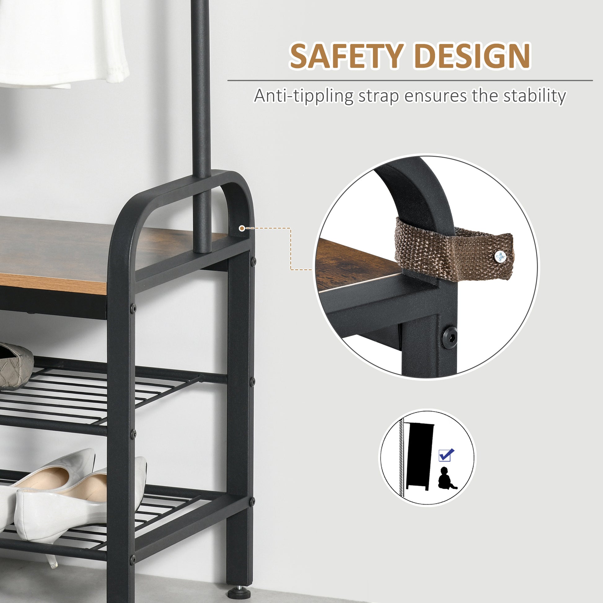 [vendor] Coat Rack Stand Industrial Hallway Shoe Rack Removable