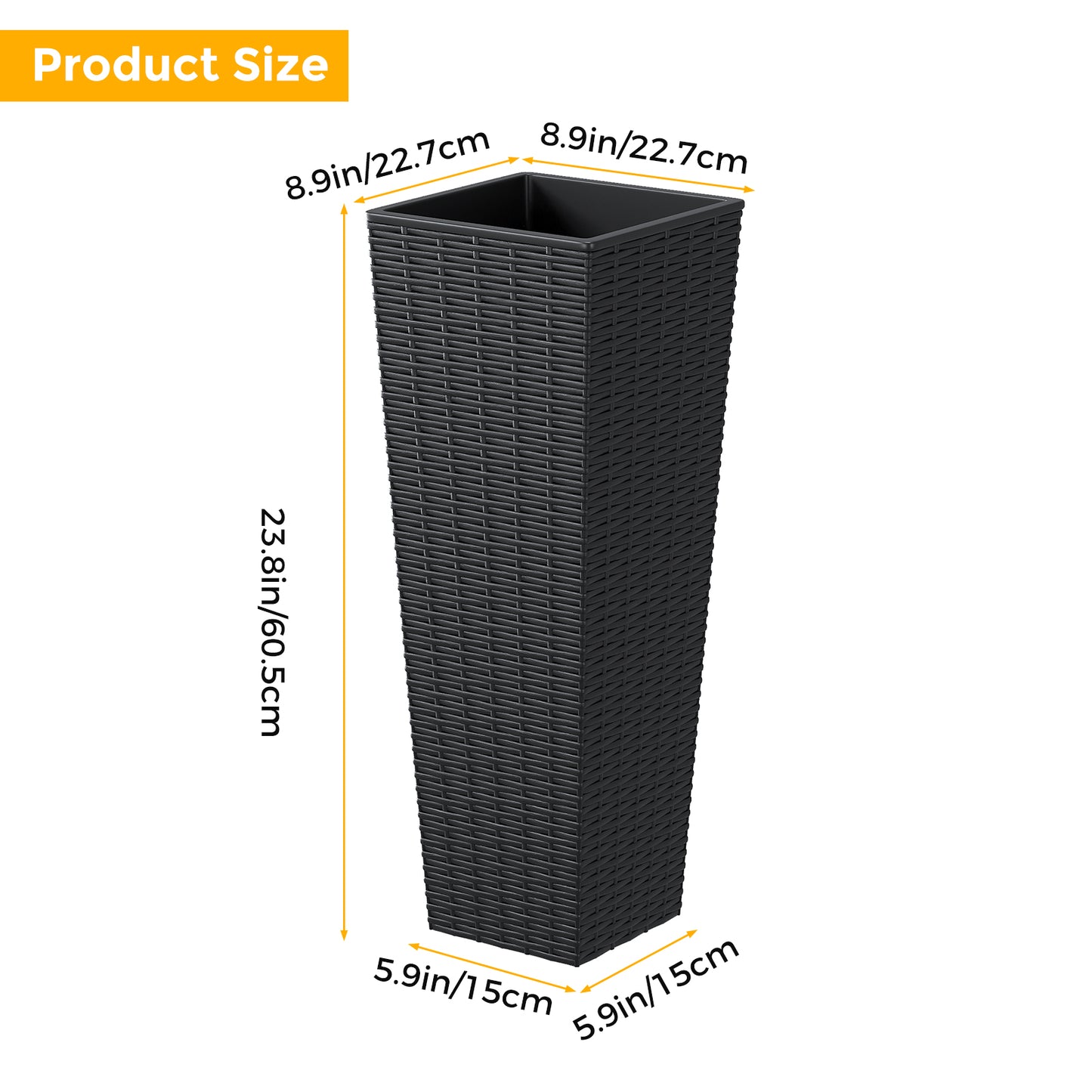 [vendor] 2pcs Resin Tall Plant Pots Large Tapered Flower Pots