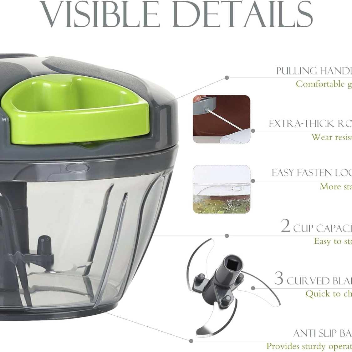 [vendor] Manual Pull String Food Chopper, 500ml Vegetable Cutter
