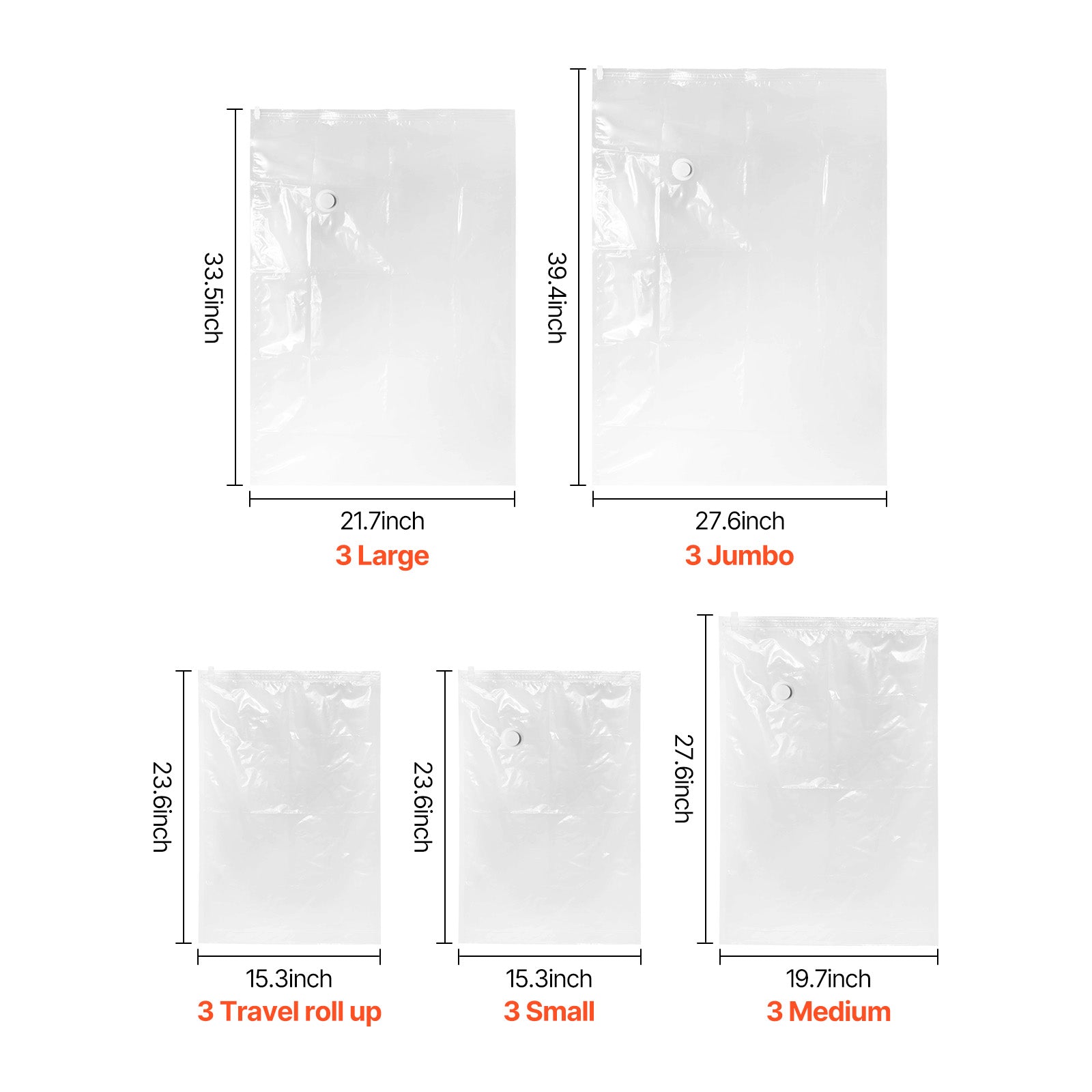 [vendor] 15 Pack Vacuum Storage Bags With Electric Pump, Space