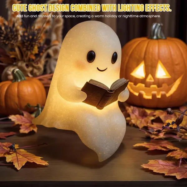 [vendor] Cute Ghost Reading Book Lamp Halloween Gifts Light Up