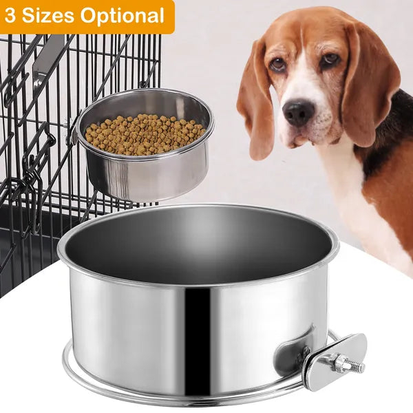 [vendor] Stainless Steel Dog Bowl Pets Hanging Food Bowl Detachable Pet