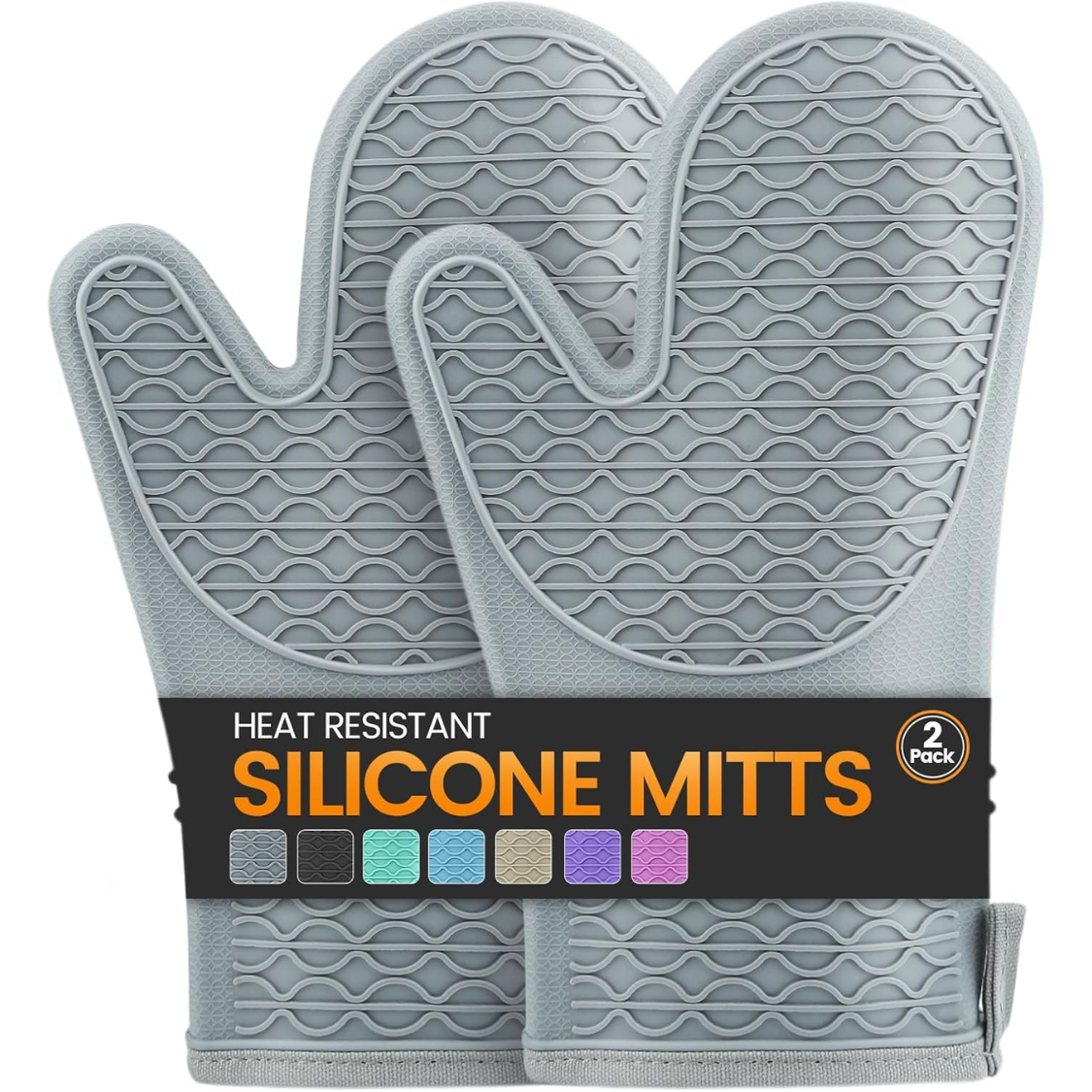 [vendor] Silicone Oven Mitts, Heat Resistant 2PCS Oven Mitts With