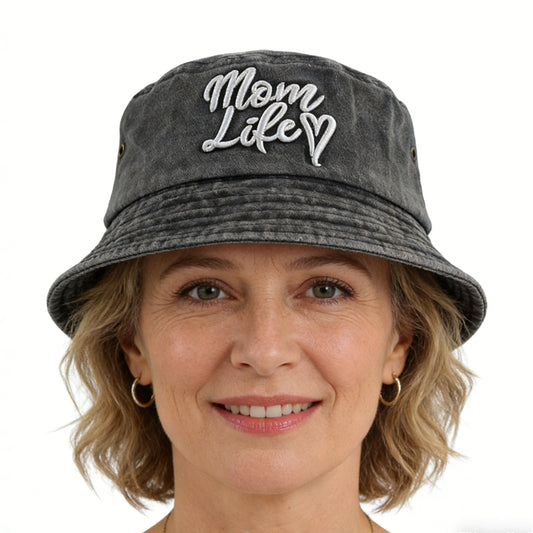 [vendor] Funny Mom Life Bucket Hat Sun Beach Hats, Washed Cotton