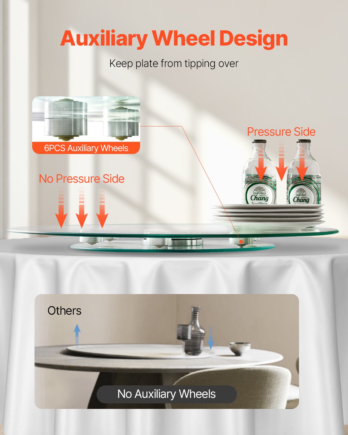 [vendor] 24 In Glass Lazy Susan Turntable, Tempered Glass Dining