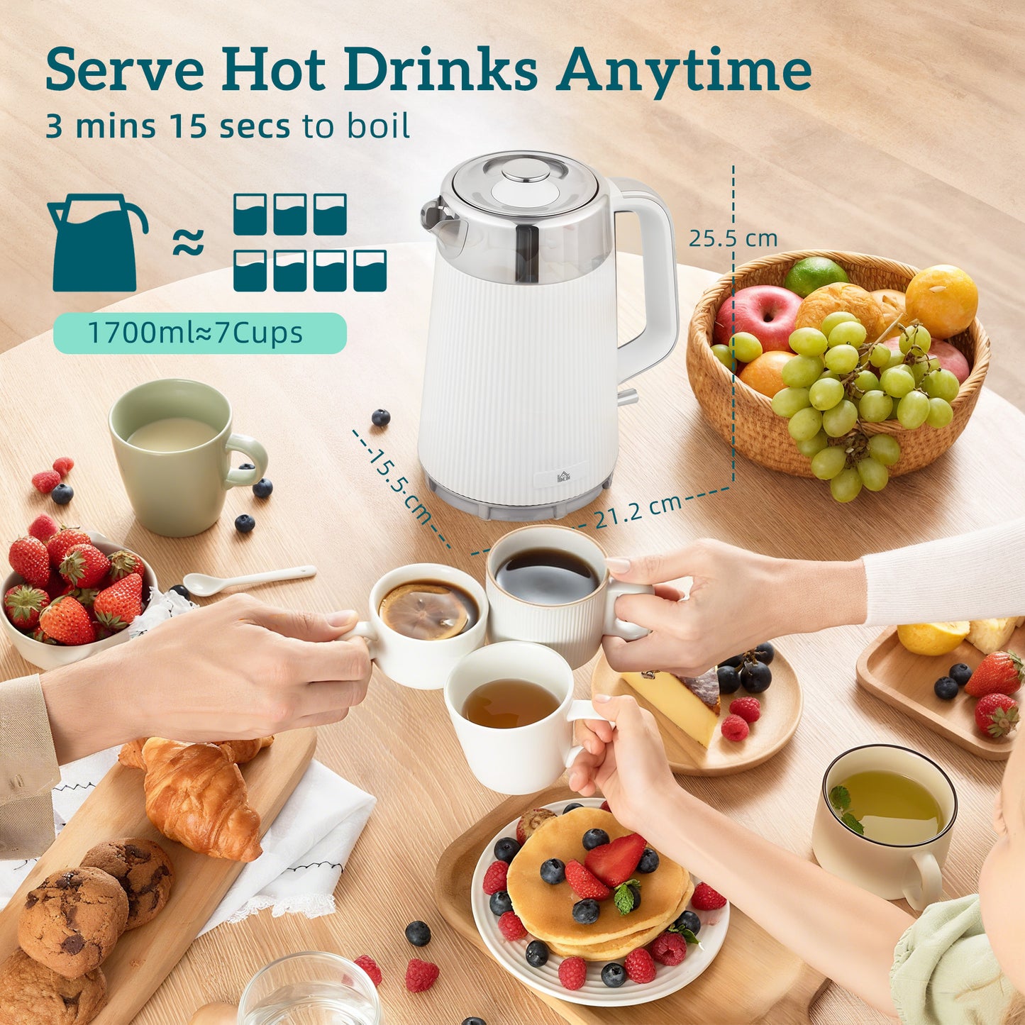 [vendor] Electric Stainless Steel Kettle And Toaster Set, 3000W