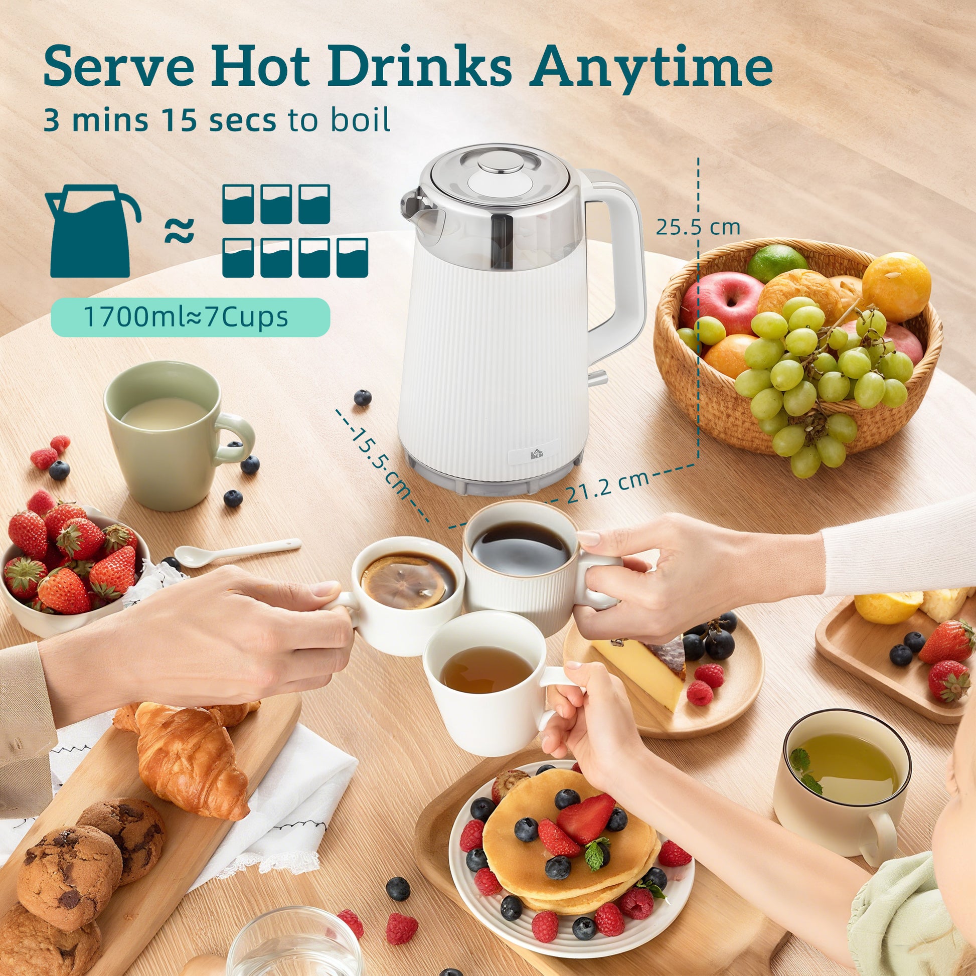 [vendor] Electric Stainless Steel Kettle And Toaster Set, 3000W