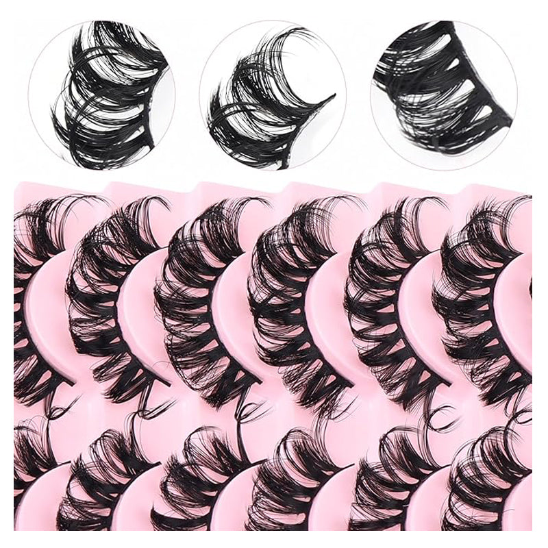 [vendor] 10 Pairs False Lashes Eyelashes Extension Cluster, Faux
