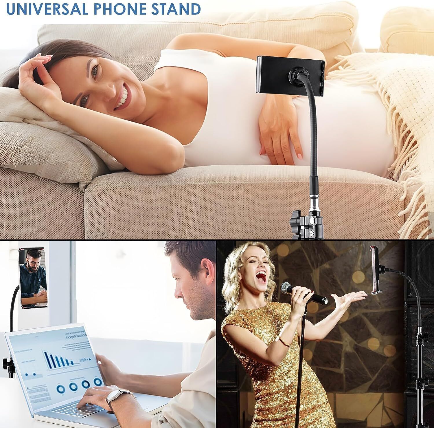 [vendor] 170CM Tall Flexible Phone Tripod With Gooseneck Heavy