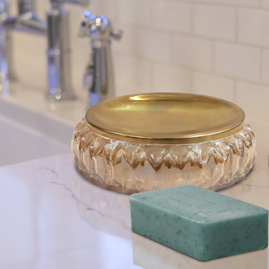 [vendor] Glass Soap Dish For Bathroom Counter,Shower & Kitchen Amber