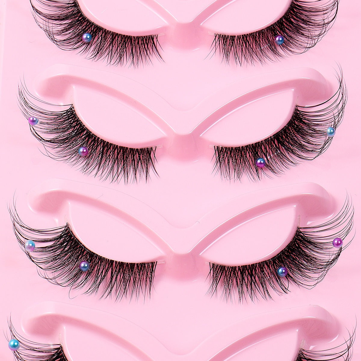 [vendor] 5 Pairs False Lashes Eyelashes Extension Cluster, Clear