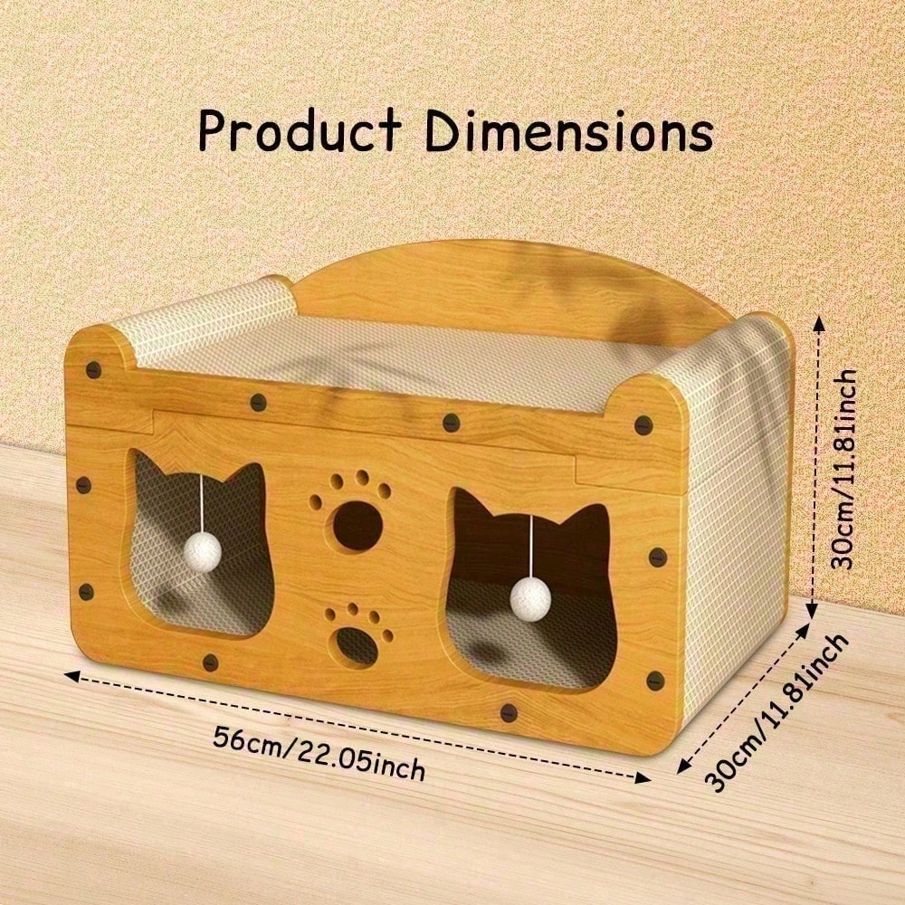 [vendor] Multi-Style Double-Layer Cat Scratcher House, 2-Tier Large Cat