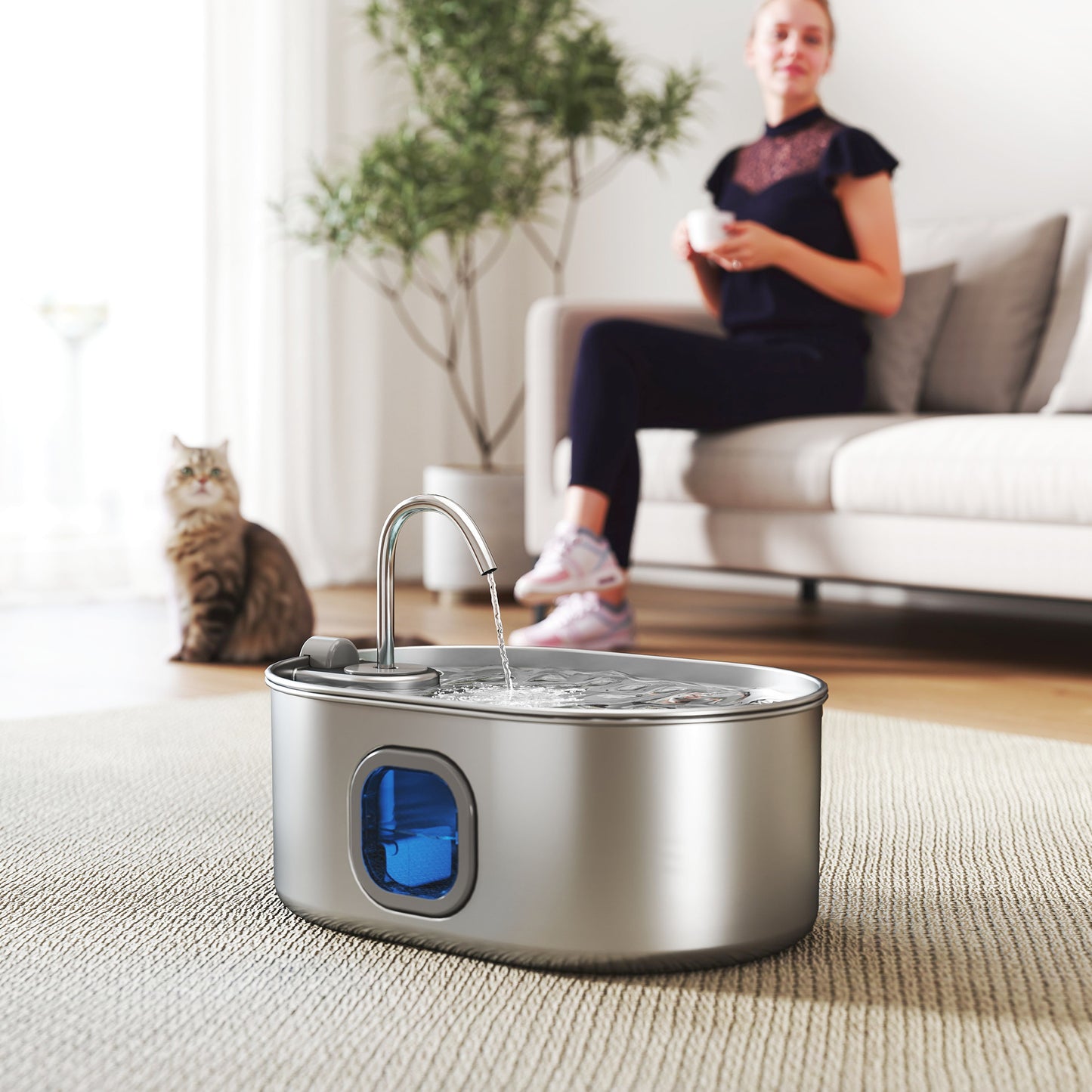 [vendor] 246 oz./7L Stainless Steel Cat Water Fountain with Filters,