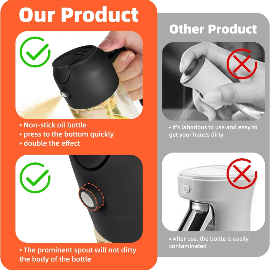 [vendor] 2-in-1 Glass Olive Oil Sprayer & Dispenser 16oz 470ml -
