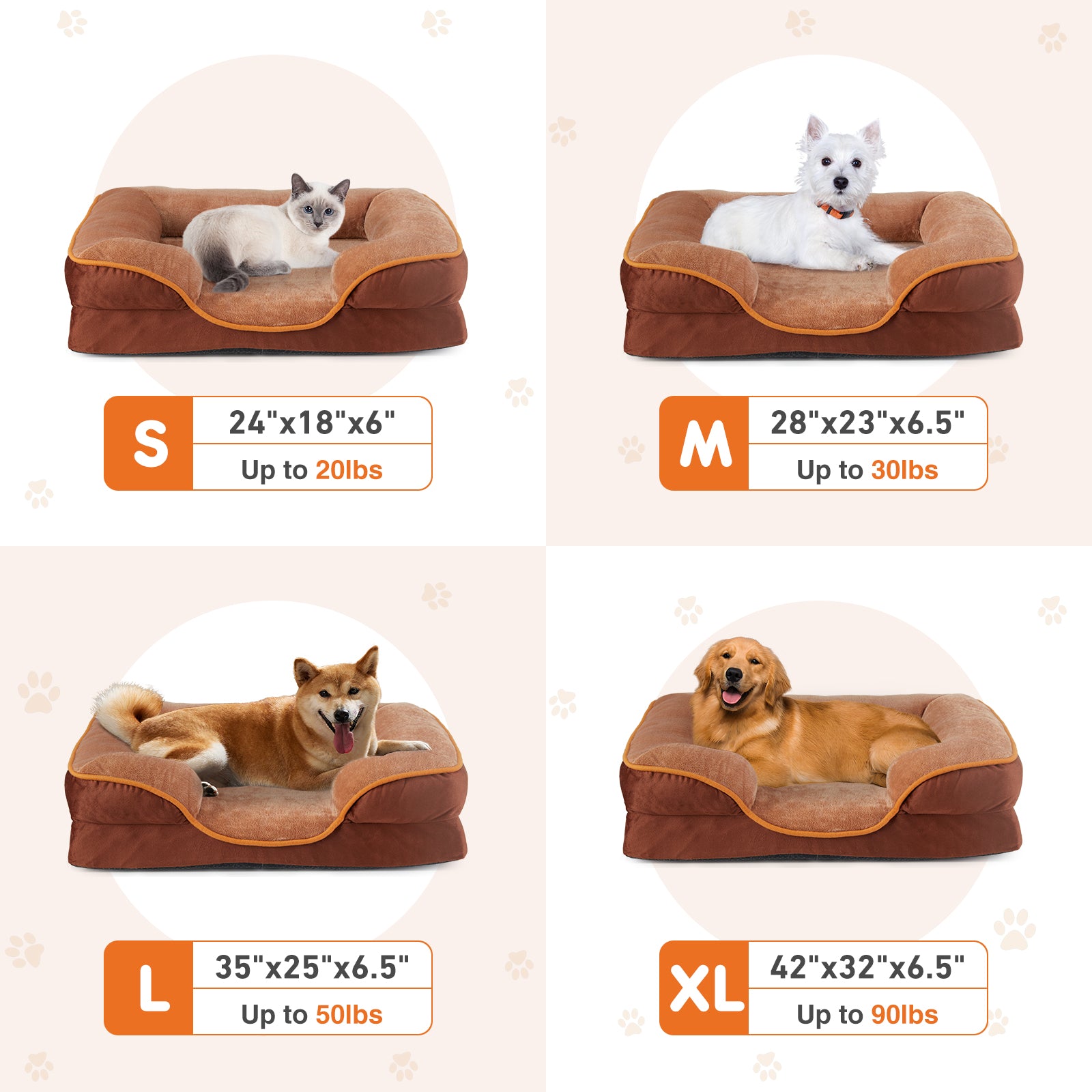 [vendor] Memory Foam Pet Bed For Small Dogs & Cats With Washable Removable Cover Non-Slip Base Waterproof Liner