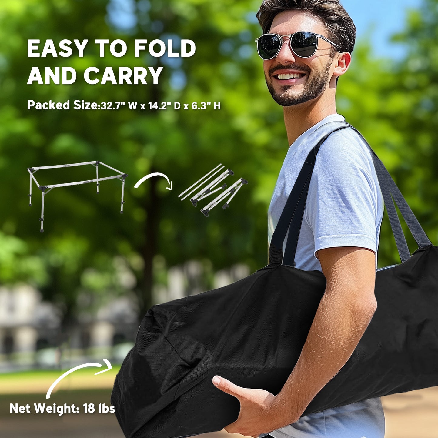 [vendor] Folding Camping Table, Adjustable Height Aluminum Table,