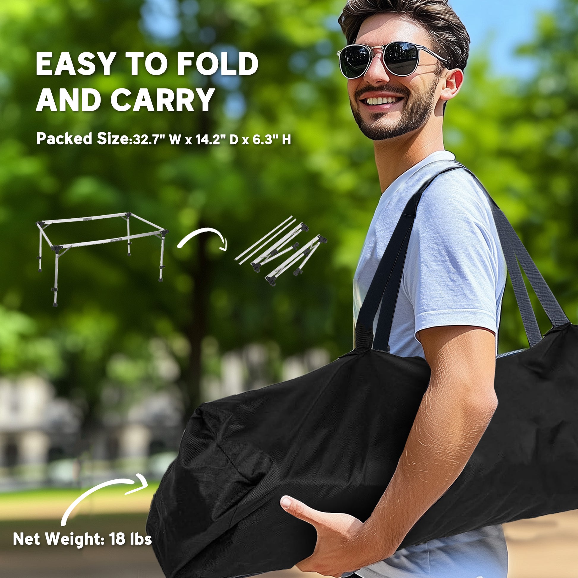 [vendor] Folding Camping Table, Adjustable Height Aluminum Table,
