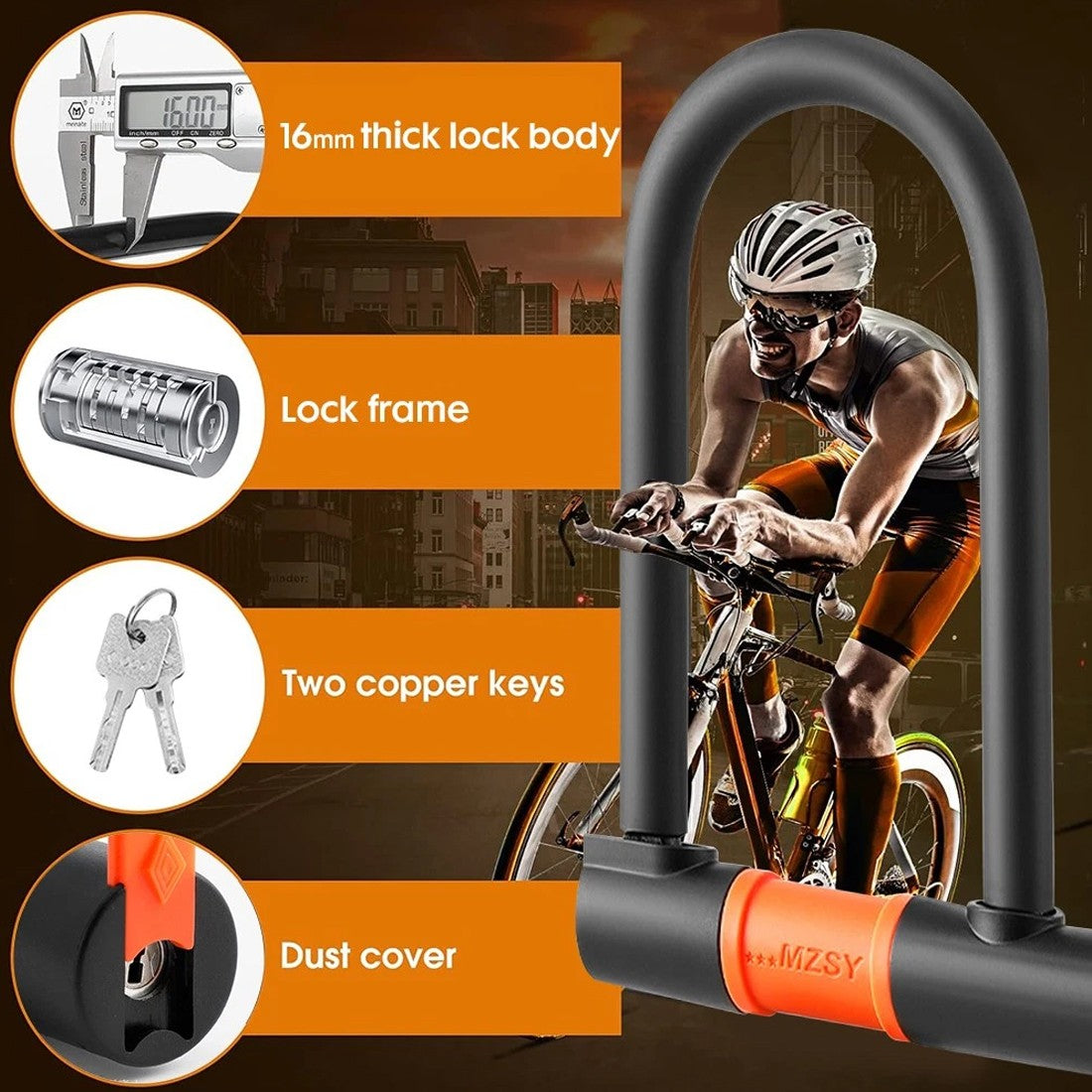 [vendor] U Shaped Bike Lock With Two Keys Heavy Duty Cable With
