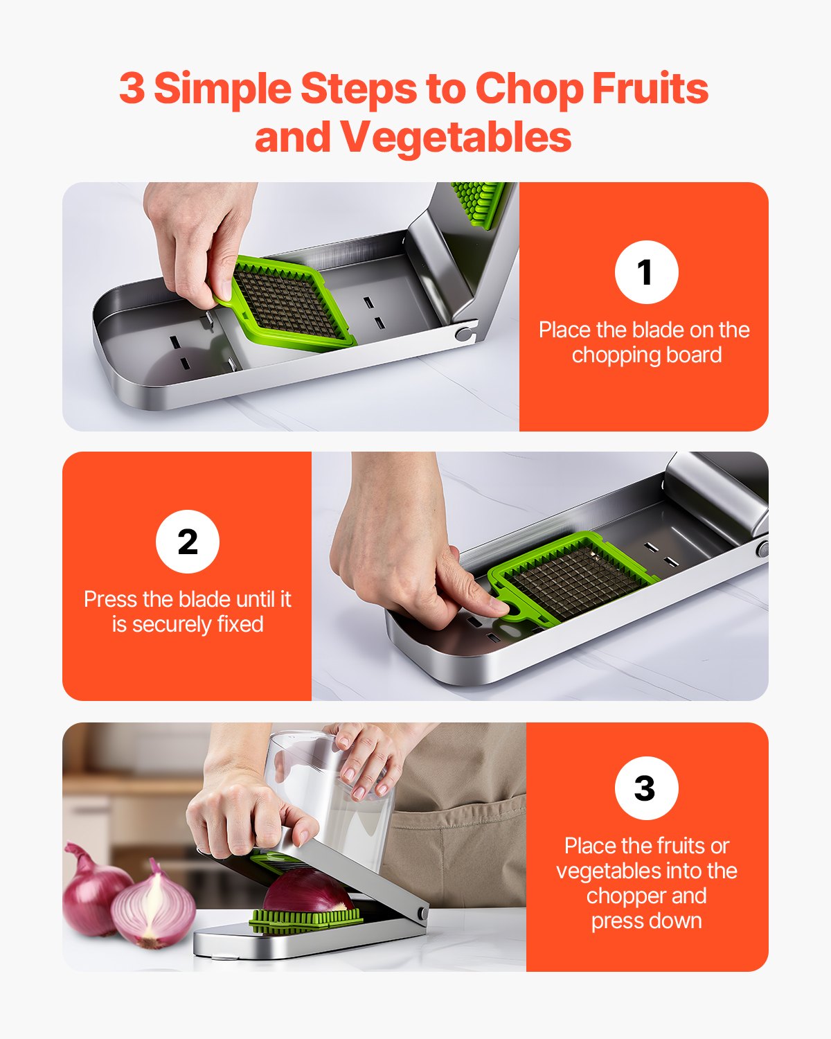 [vendor] Vegetable Chopper Food Veggie Cutter 3 Stainless Onion