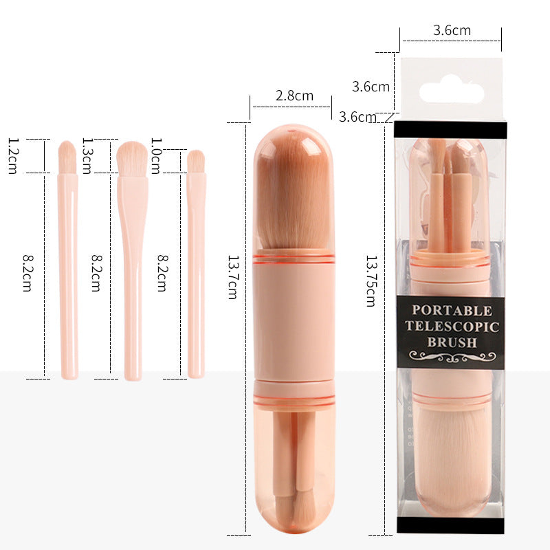 [vendor] 4in1 Portable Makeup Brush Set Beauty Brush