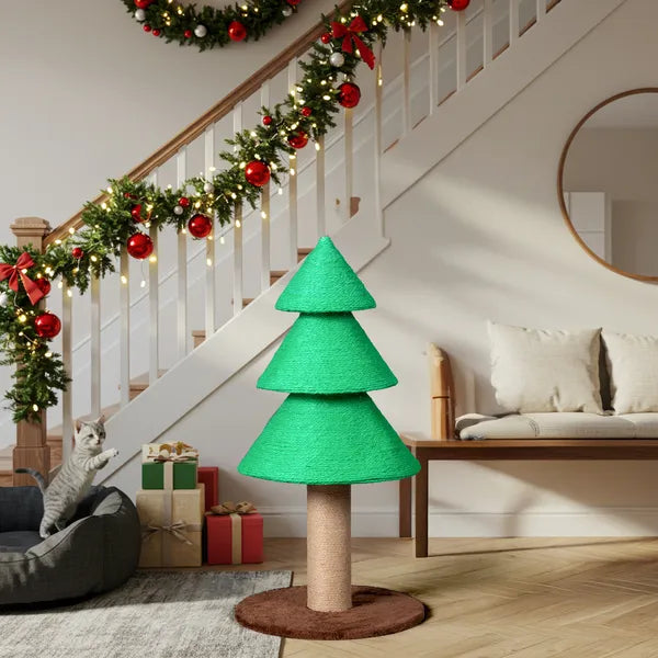 [vendor] 31.5in Christmas Tree Cat Scratcher, Cat Scratching Post For