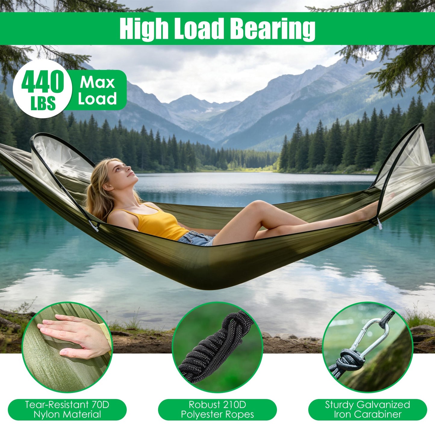 [vendor] 1Pc Camping Hammock With Mosquito Net Portable Hammock