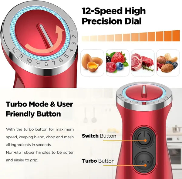 [vendor] KOIOS 5-in-1 Hand Immersion Blender, 1000W 12 Speed