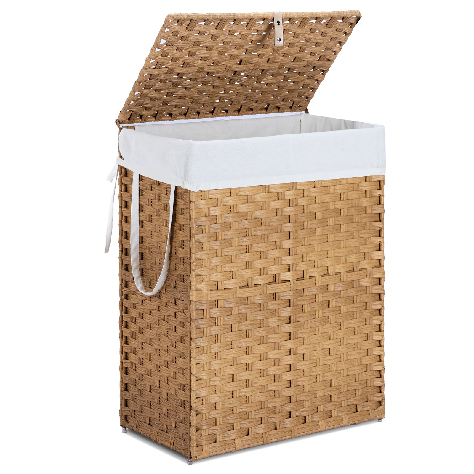 [vendor] Laundry Basket With Lid, 110 L Hand-Woven Pp Rattan