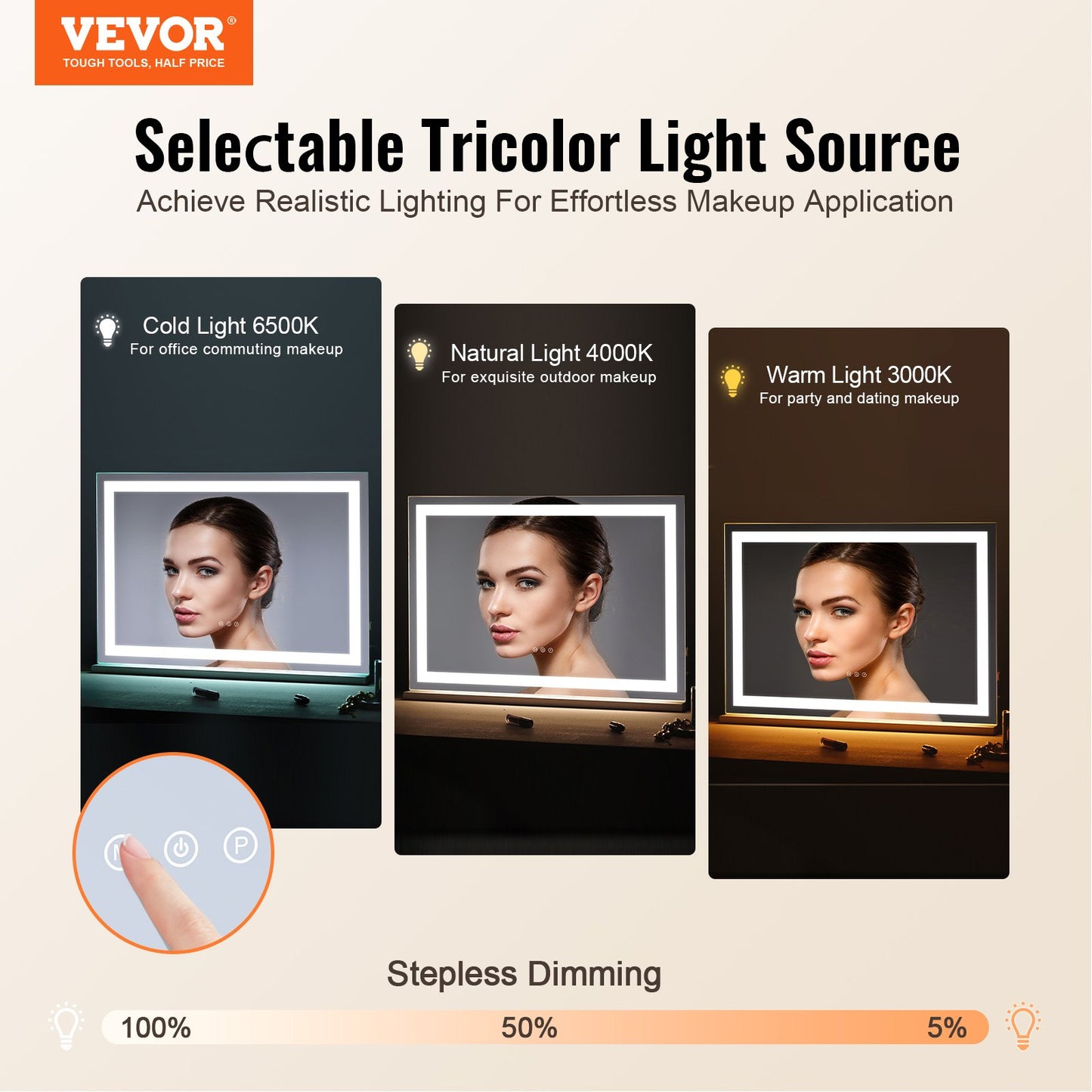 [vendor] Lighted Makeup Mirror 3 Color Vanity W/ USB Desktop