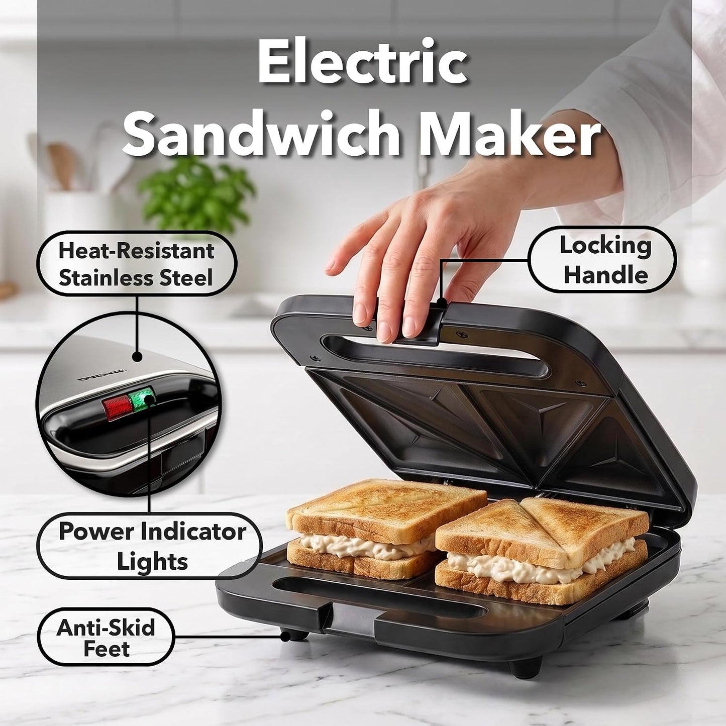 [vendor] Electric Sandwich Maker 750W Panini Press With Non Stick