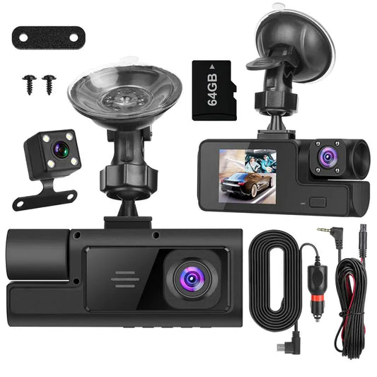 [vendor] WiFi FHD 1080P Car Dash Cam 3 Channels Front Rear Inside