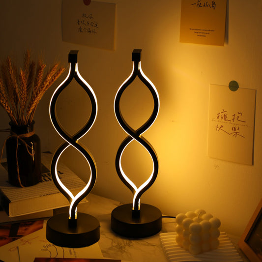[vendor] 2Pcs Modern Wave-Shaped USB Desk Lamp With 3-Color