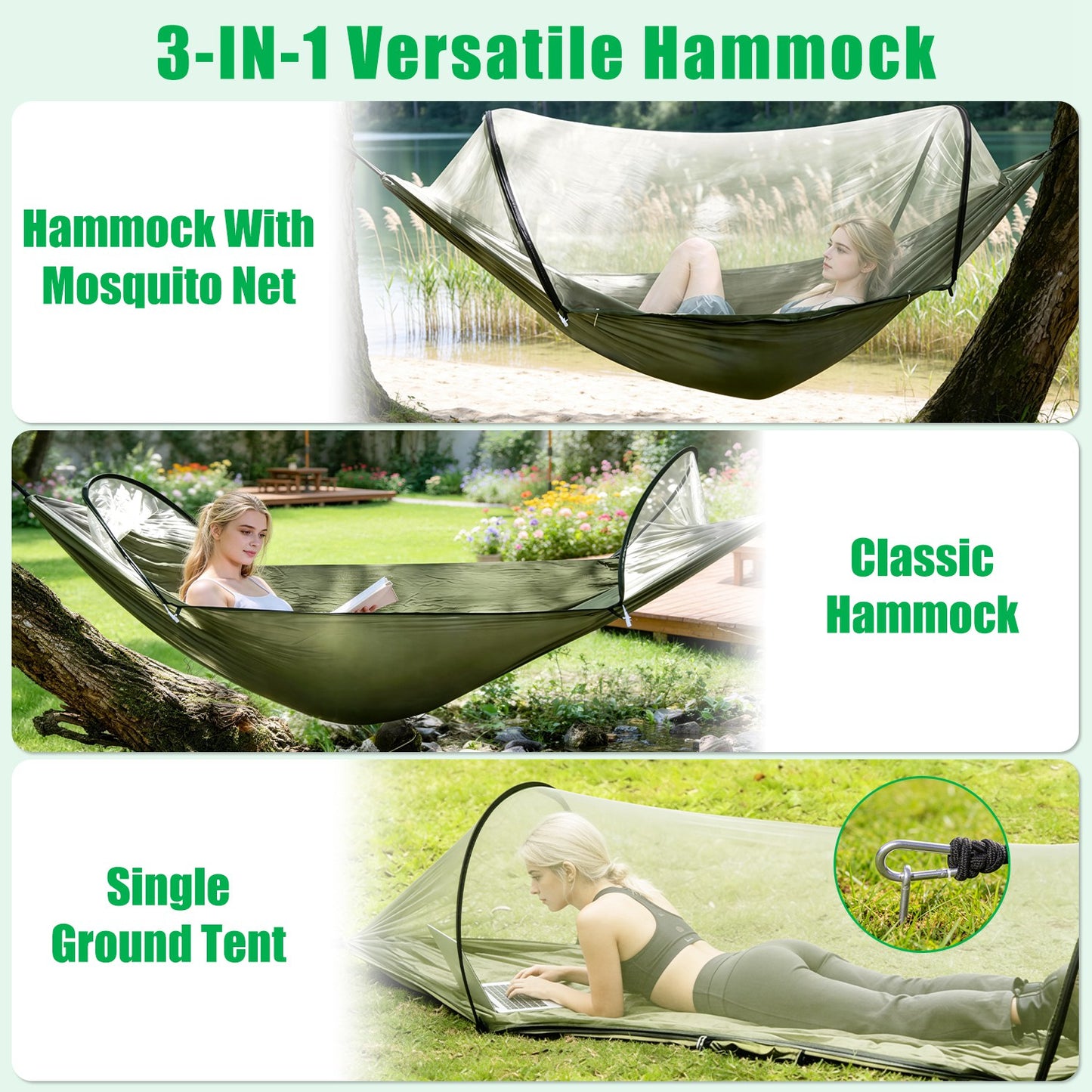 [vendor] 1Pc Camping Hammock With Mosquito Net Portable Hammock