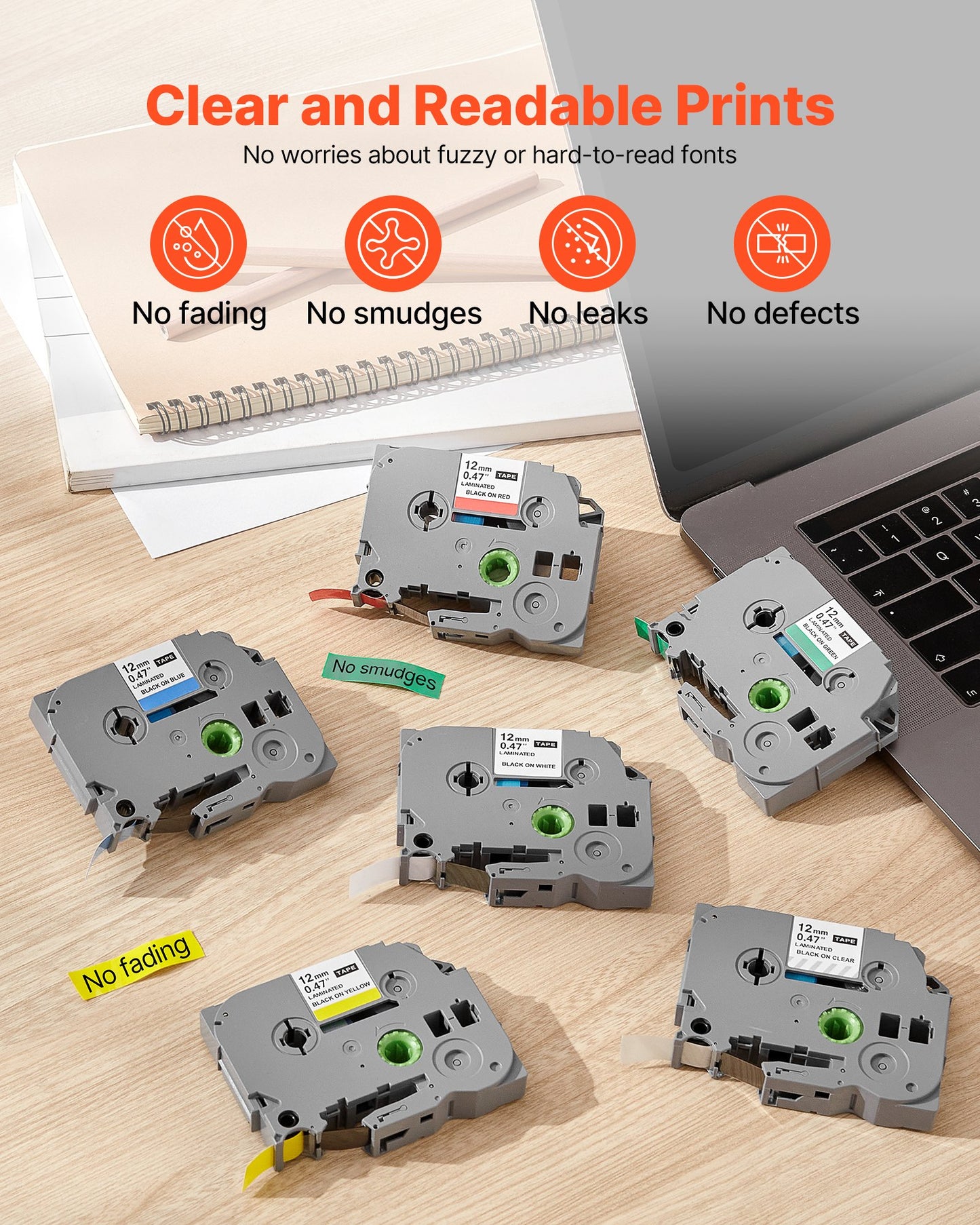 [vendor] Label Maker Tape 6 Pack 12 Mm Colored Label Maker