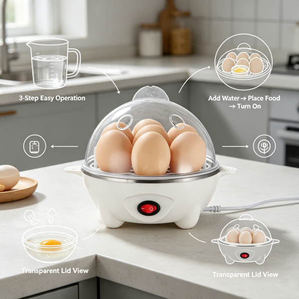 [vendor] Electric Egg Cooker, 7 Egg Capacity Multi Function Egg