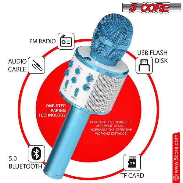 [vendor] 5 Core Microphone Wireless Karaoke Mic With Speaker 3 In