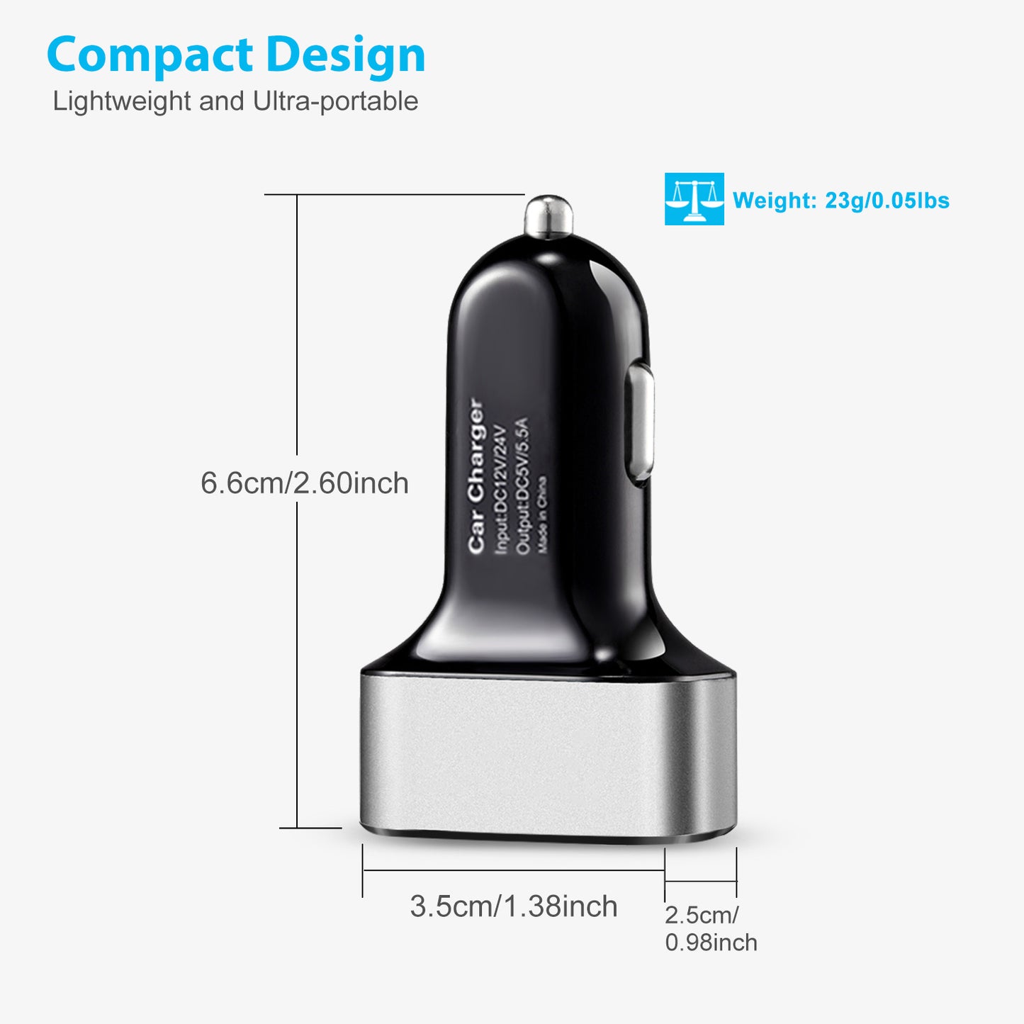 [vendor] 1Pc 3Port USB Car Charger 30W 5.5A For IOS Phone 16 15