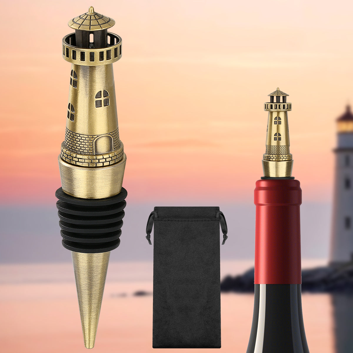 [vendor] Creative Lighthouse Wine Stopper, Seals The Aroma Of