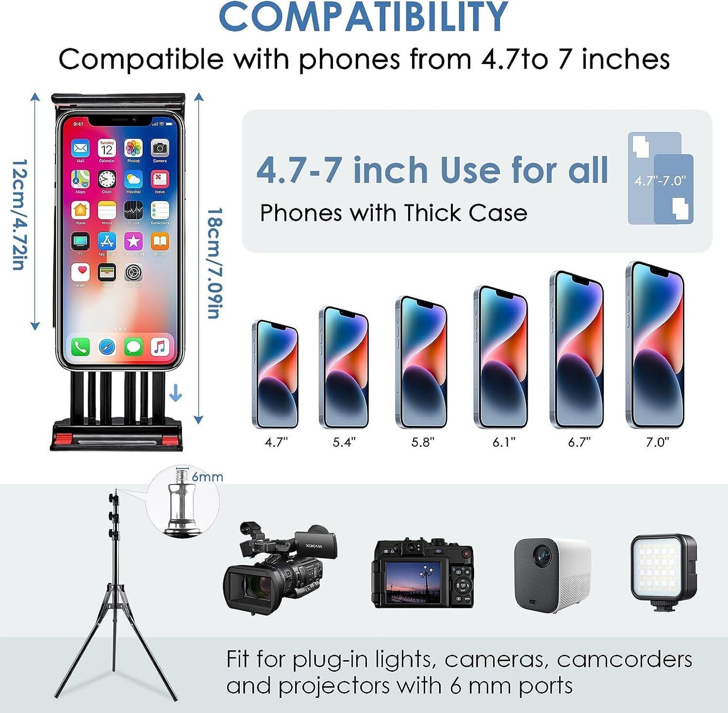 [vendor] 170CM Tall Flexible Phone Tripod With Gooseneck Heavy
